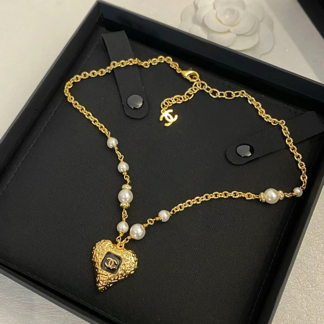 全新未使用 Chanel/香奈儿 23k黑金熔岩不对称珍珠项链 05535