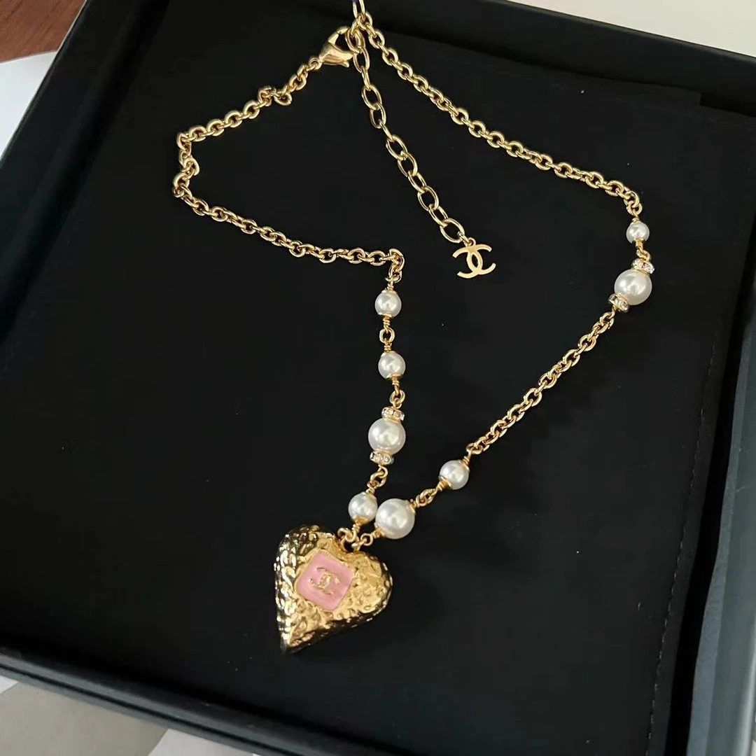 全新未使用 Chanel/香奈儿 23k粉金熔岩不对称珍珠项链 05512