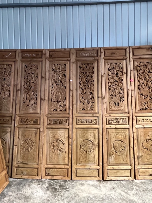 6片一套/手工雕花格栅/屏风背景隔断/80年代6合门/摆件