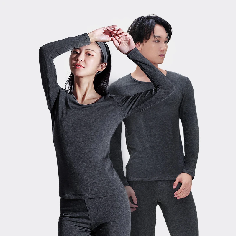 乐人家族【户外新风尚】情侣秋冬保暖打底秋衣秋裤保暖套装圆领