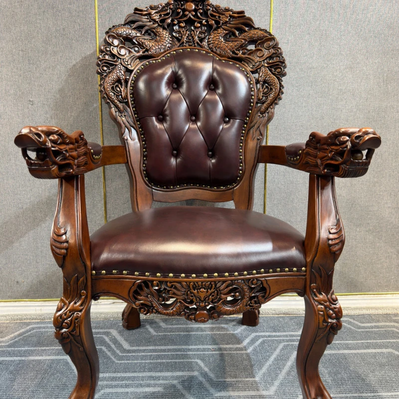 Xxy296 休闲椅 760*780*1260坐高500美式 真皮雕花11
