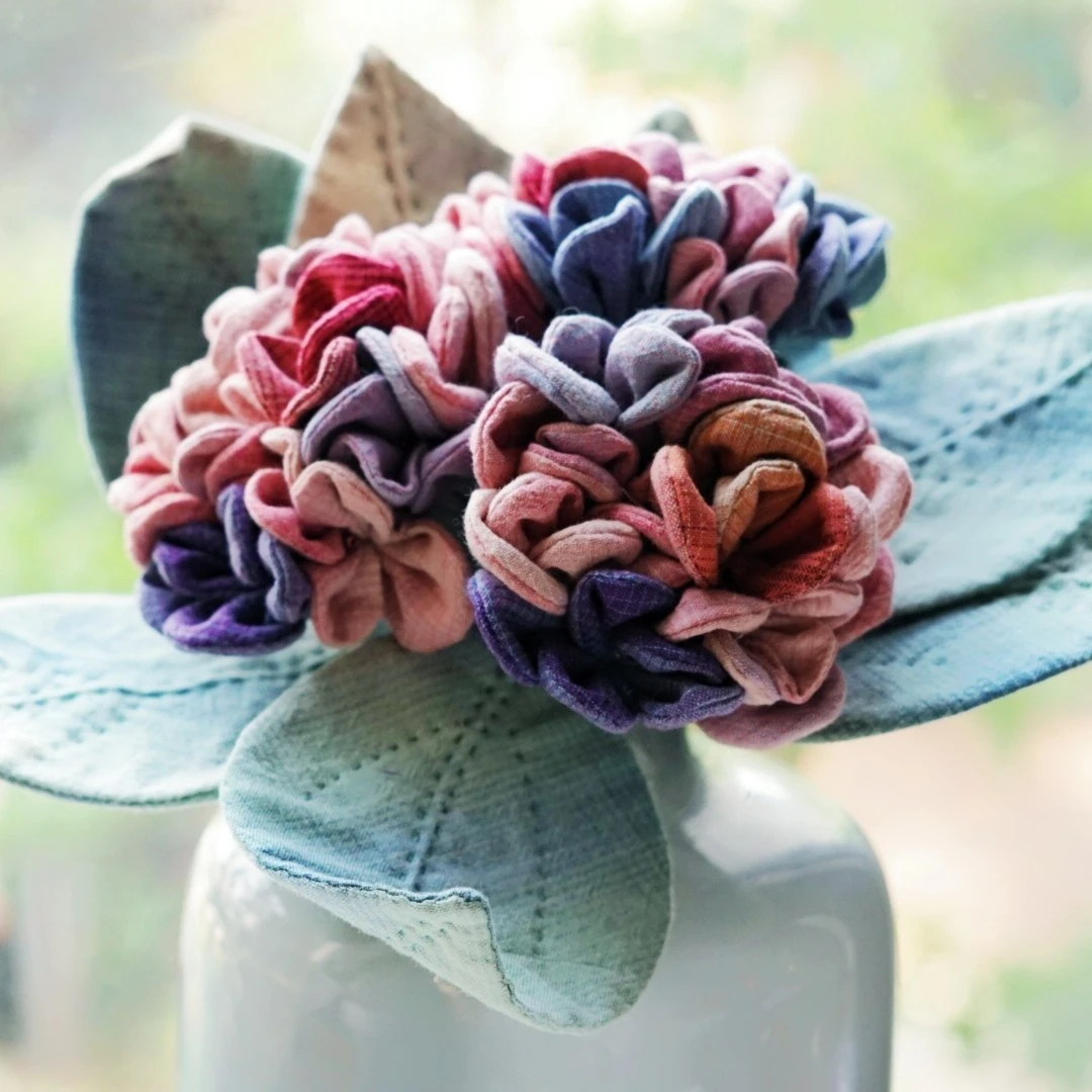 雅然手作布艺花卉diy家居饰品手工制作礼品绣球花布艺花材料包