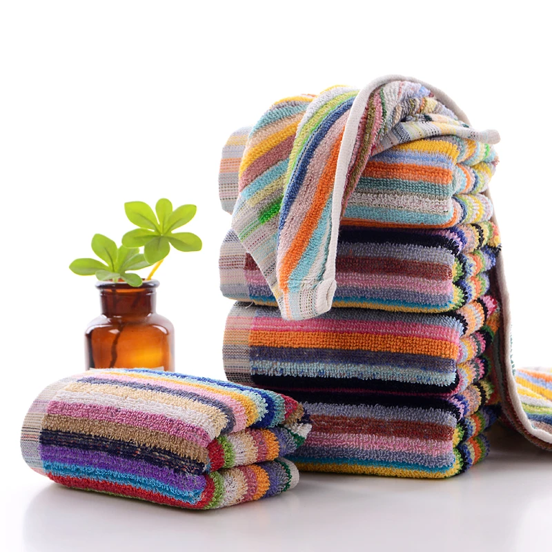 【五条装】纯棉彩条小童巾加厚柔软吸水擦手巾25*50cm