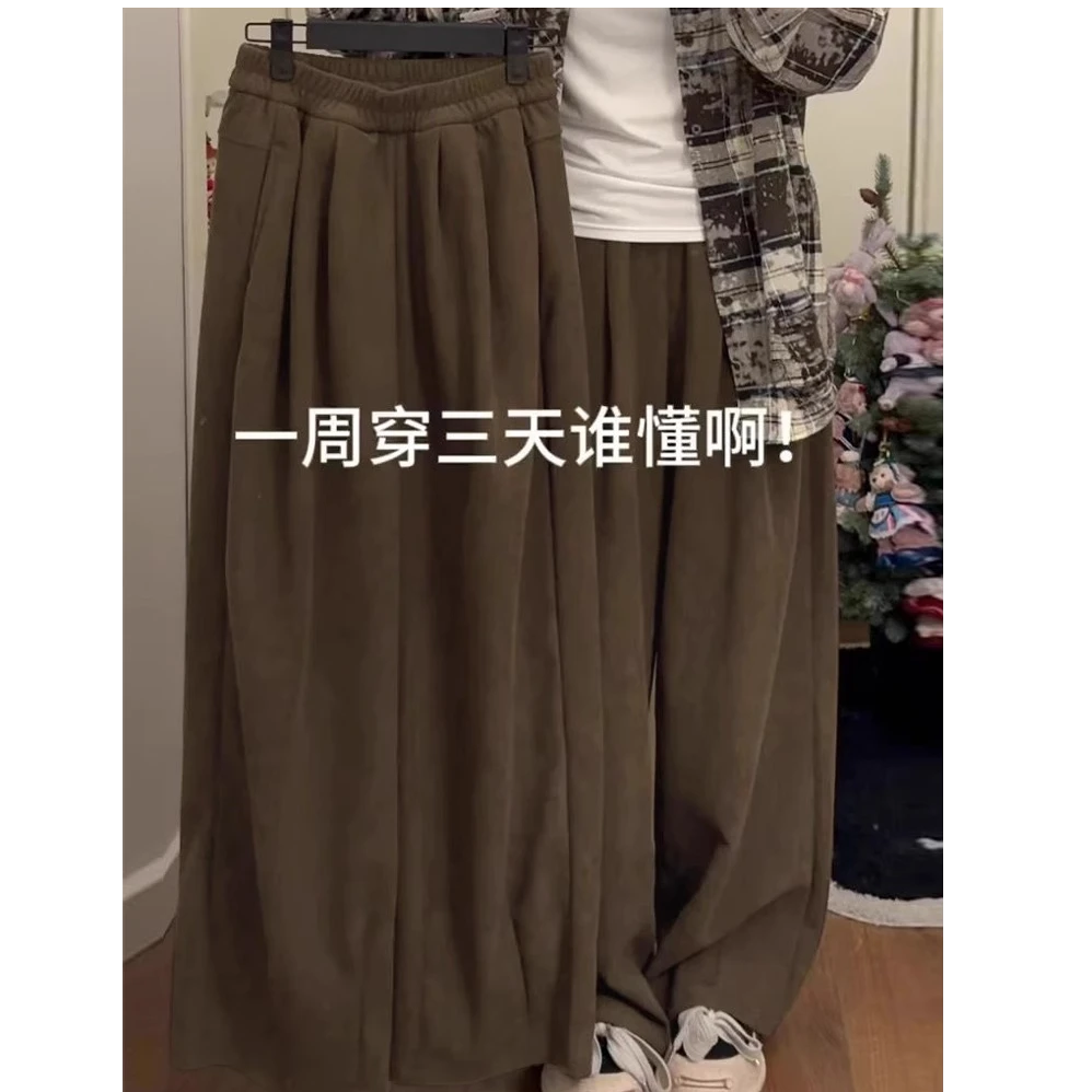 冬季山本阔腿裤咖色灯芯绒阔腿裤女春秋2024年新款宽松慵懒松弛感