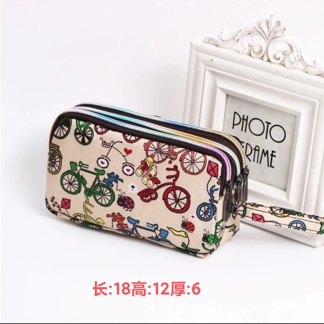 节日广告礼品时尚帆布印花零钱包女长款三层拉链手拿包手机包韩版