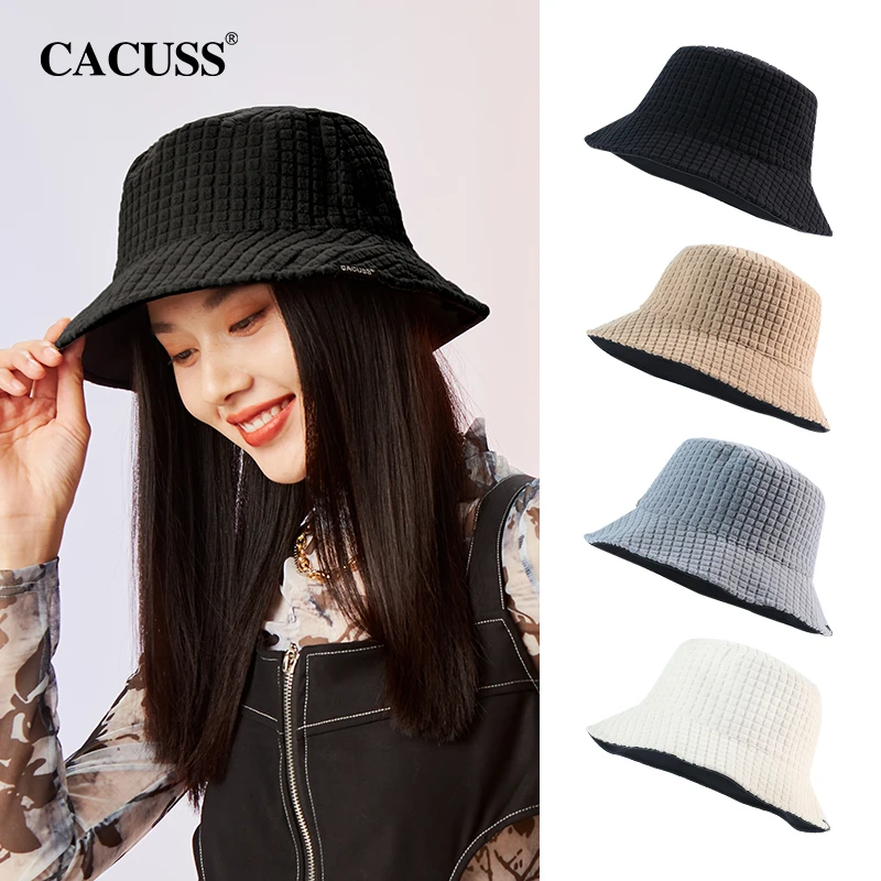 【甄选】Cacuss秋冬渔夫帽女时尚情侣保暖盆帽双面戴遮阳科技防晒帽