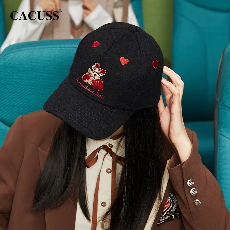 【甄选】Cacuss秋冬季棒球帽女士鸭舌帽大头围显脸小帽子卡通刺绣款