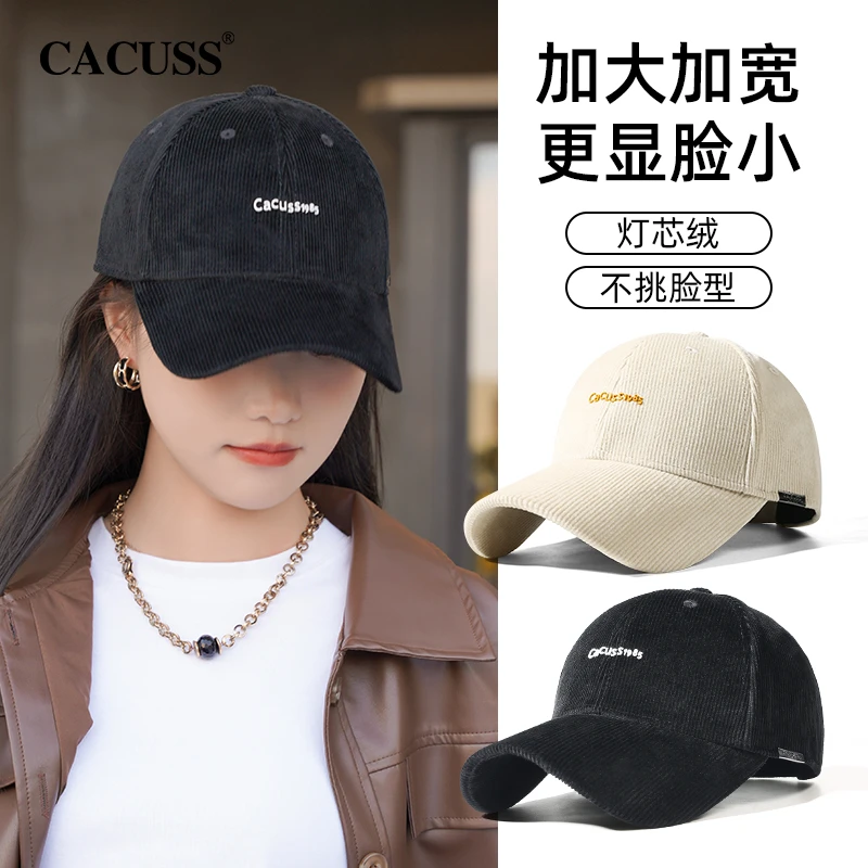 【美拉德】Cacuss秋冬保暖灯芯绒棒球帽女户外硬顶字母鸭舌帽显脸小