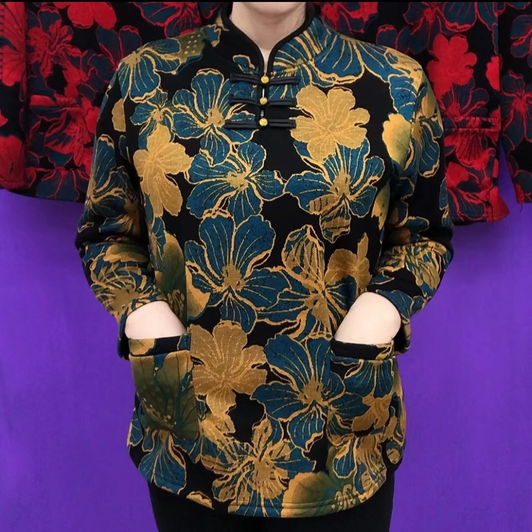 秋季新款中老年妈妈装盘扣复古衫