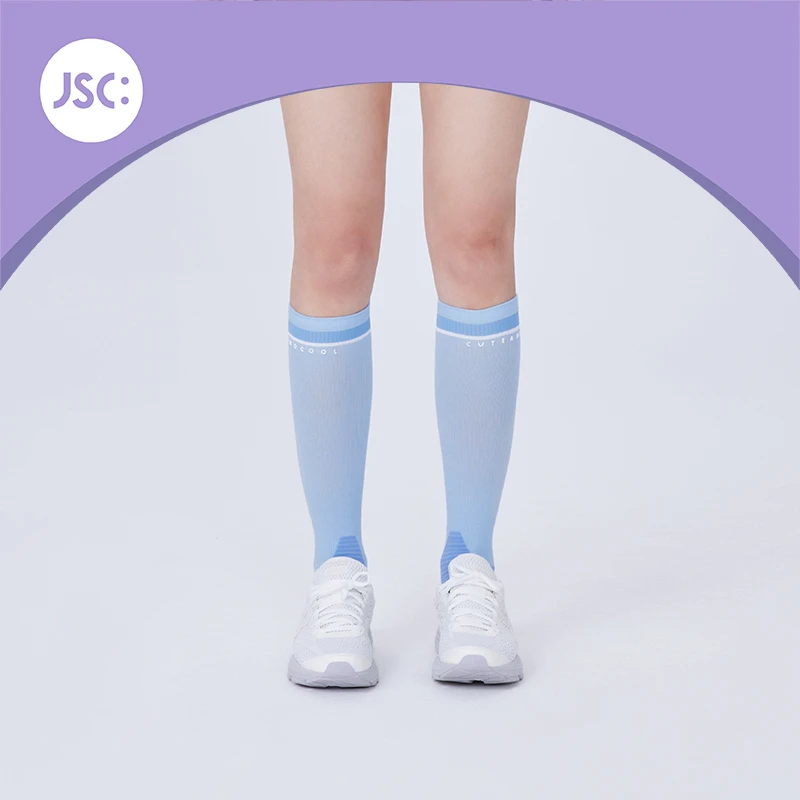 JSC提花运动中筒袜小腿健身瑜伽袜柔软耐磨毛圈减震缓冲干爽亲肤