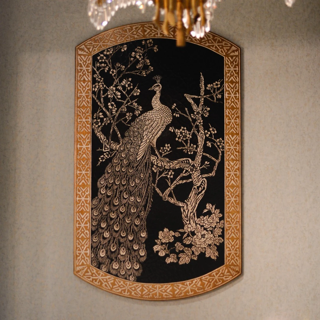 派力斯孔雀工艺画玄关客厅门店装饰点缀装饰画家居饰品