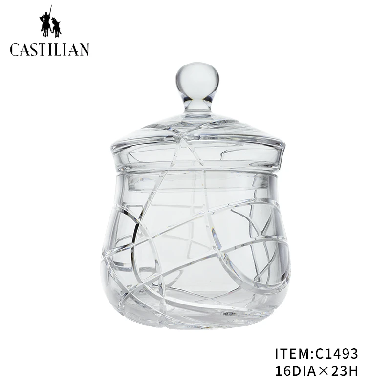 派力斯进口水晶手工切割高端家居奢华家用创意冰桶透明收纳罐