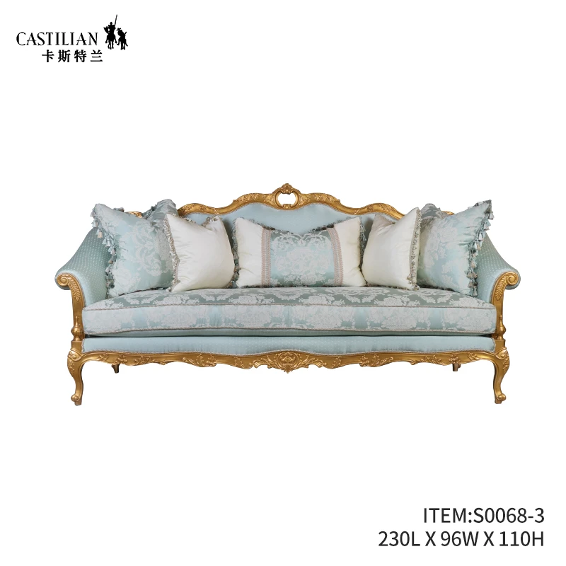 派力斯高端蓝色系鹅绒单人位沙发居家客厅卧室法式美式温馨舒适