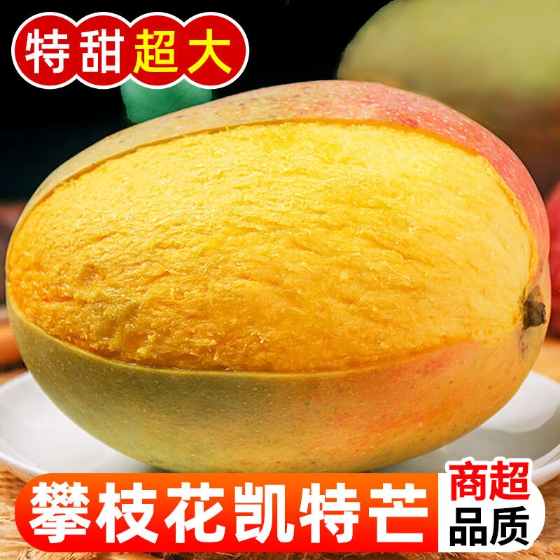 四川攀枝花凯特芒果新鲜水果大芒果 当季时令超甜大青皮芒3斤