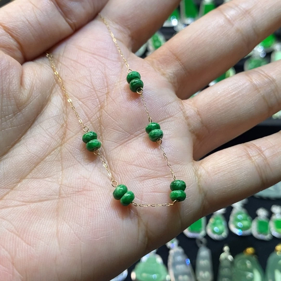 翡翠手链18K金镶嵌手链