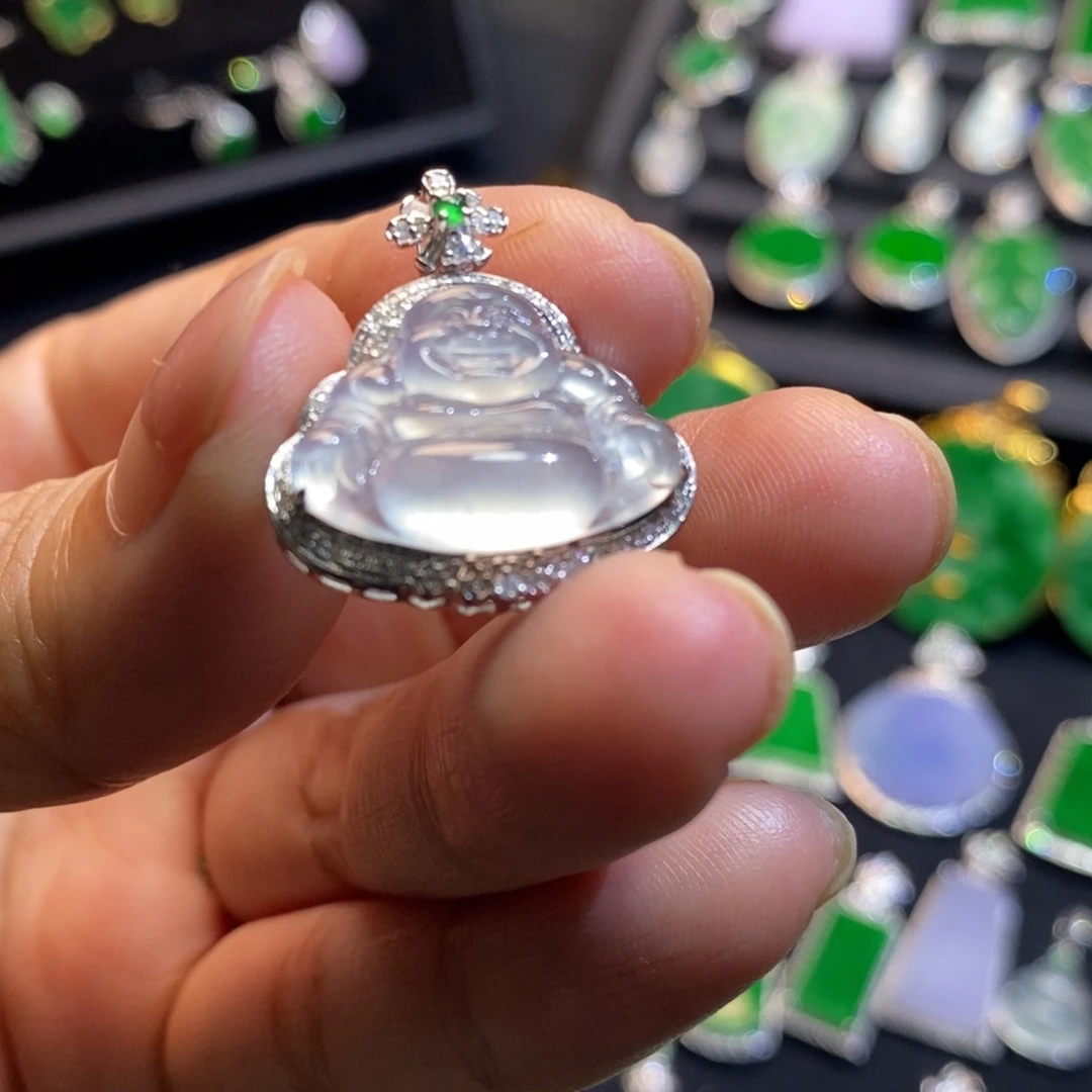 翡翠吊坠(不含链)18K金镶嵌吊坠