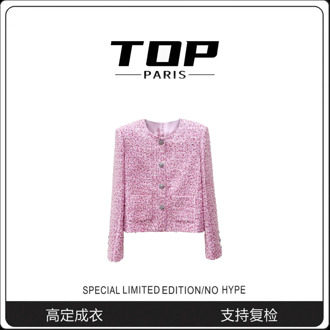 TOP【金粉世家】雾粉恋人短款小香风外套-1308