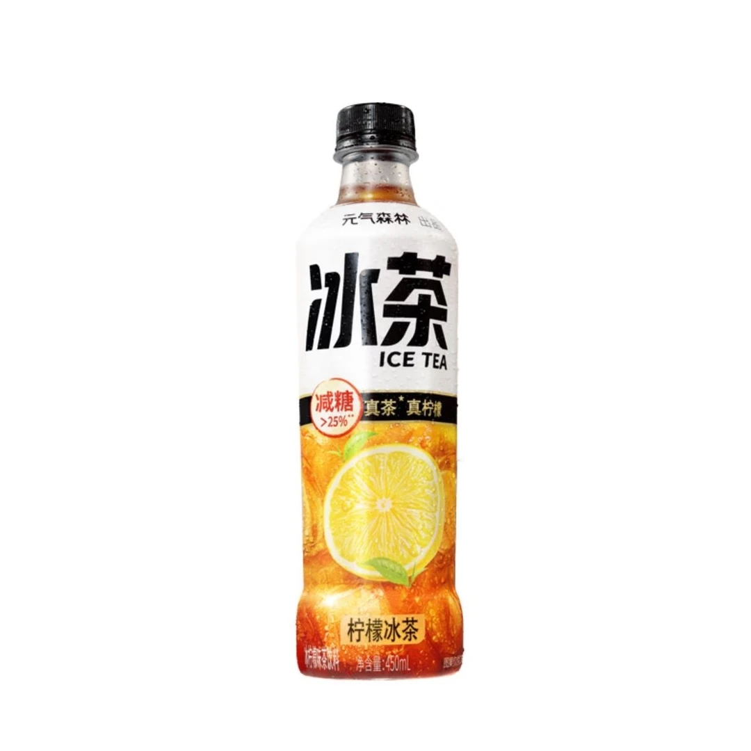 元气森林出品柠檬冰茶减糖版茶饮料450ml小瓶装红茶常温冰红茶