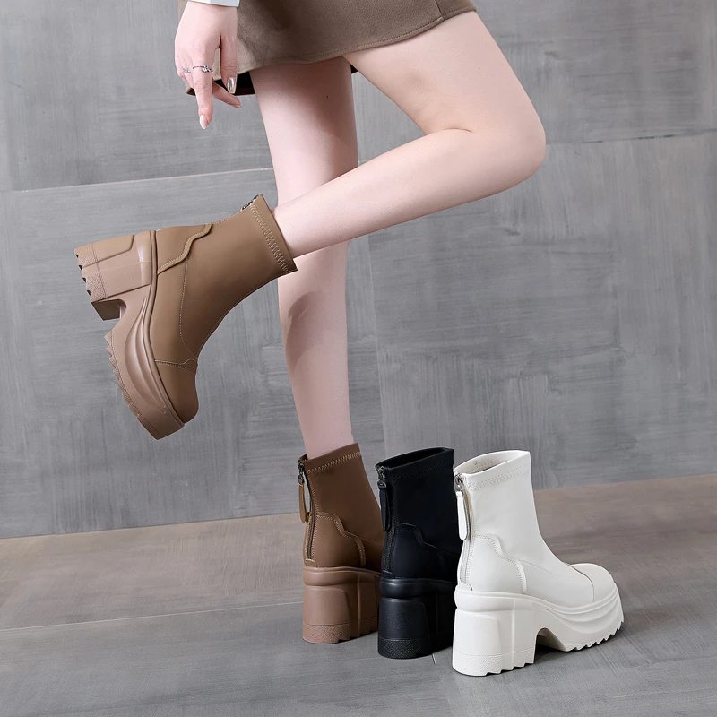 【萝莉公主10cm增高跟】2024年新款小个子马丁靴女秋冬加绒厚底短靴