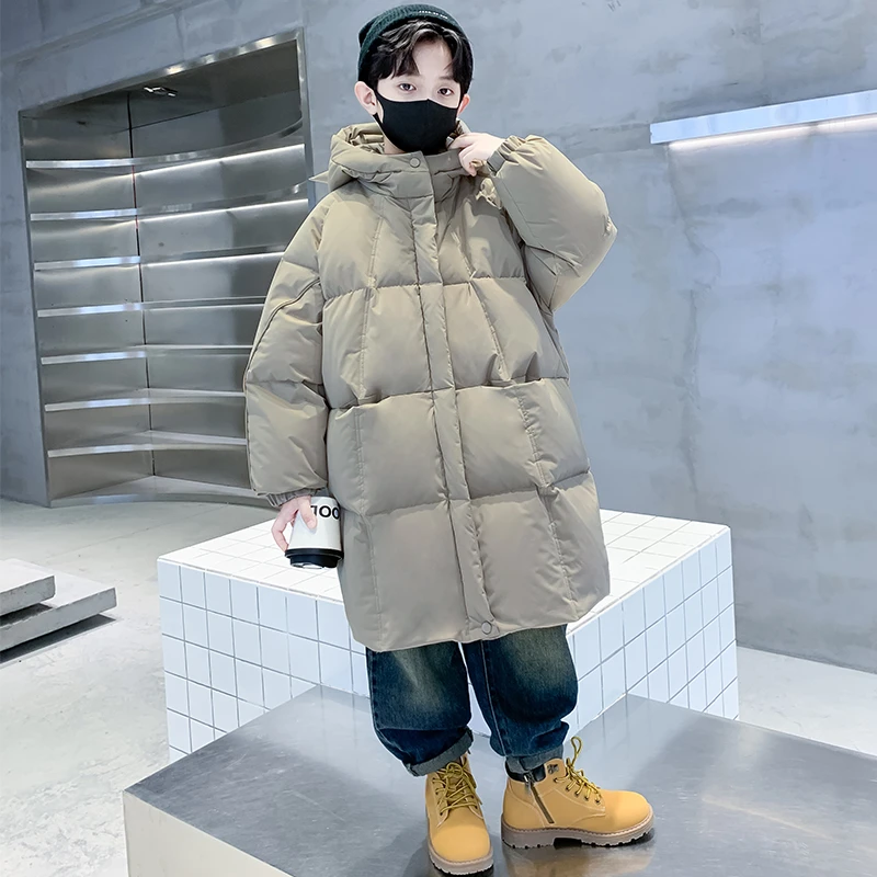 儿童装羽绒服中长款白鸭绒外套冬季中大童冬装过膝保暖加厚洋气潮