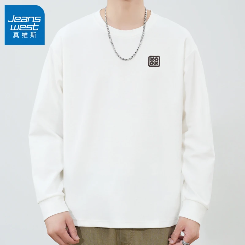 真维斯秋冬季2023爆款百搭圆领男士卫衣男款潮流长袖打底重磅上衣