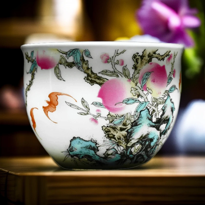 景德镇福寿双全主人杯手绘纯手工高档陶瓷大号珐琅彩，仿古宫廷风。