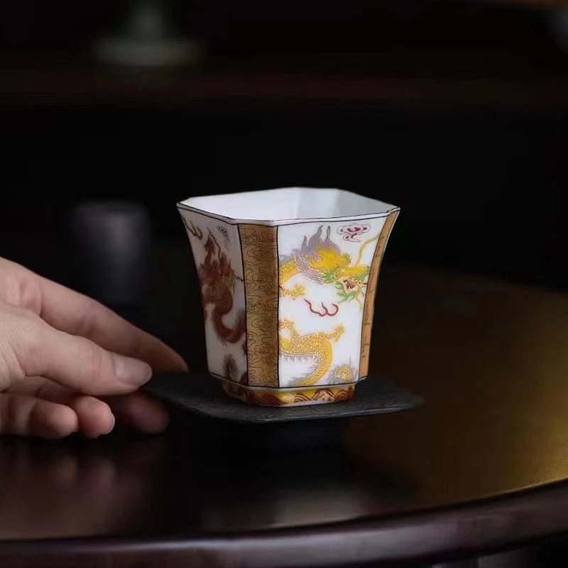 景德镇陶瓷珐琅彩杯《龙腾盛世》品茶、赏瓷、礼赠佳品！主人杯描金