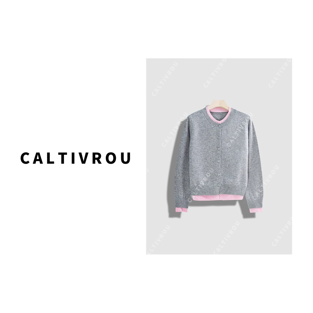 Caltivrou【现货断码出清】假两件针织开衫设计气质上衣-A134-Y7860
