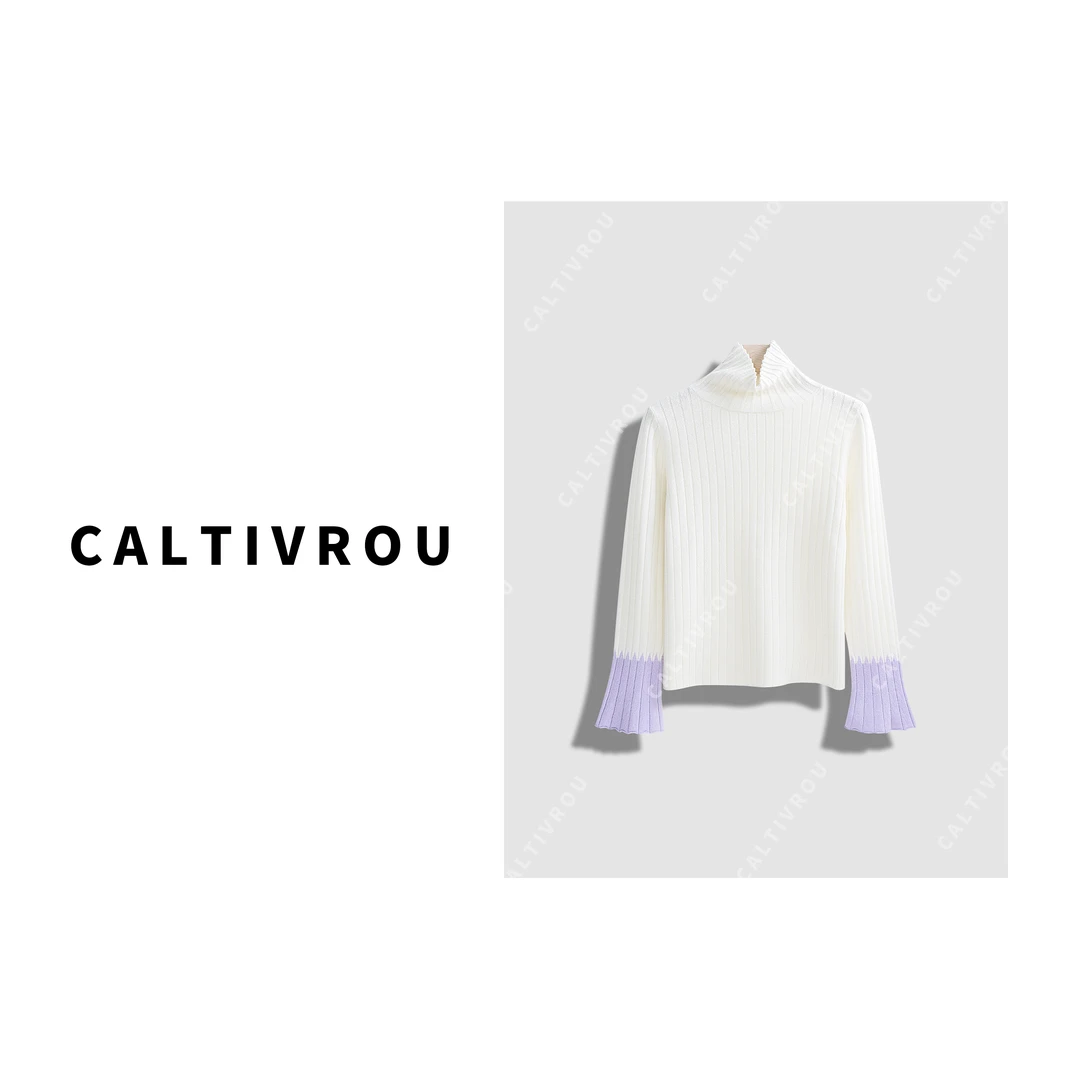 Caltivrou【现货】时髦高领喇叭袖针织衫-A134-Y8298
