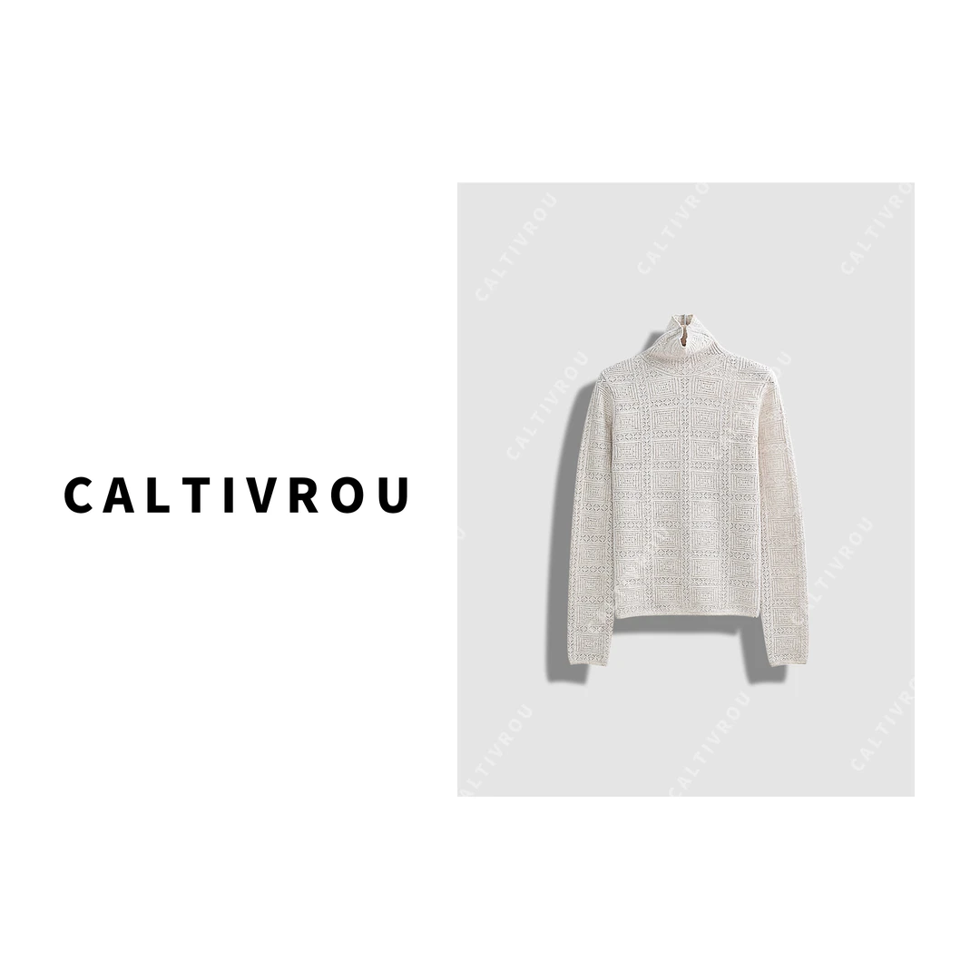 Caltivrou【现货】复古时髦格纹时髦高领针织衫-A134-Y8297