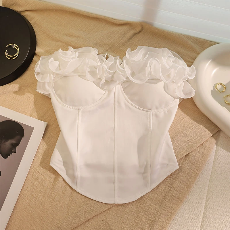 纯欲花朵吊带背心女内搭高级感修身性感露肩美背辣妹网红抹胸上衣