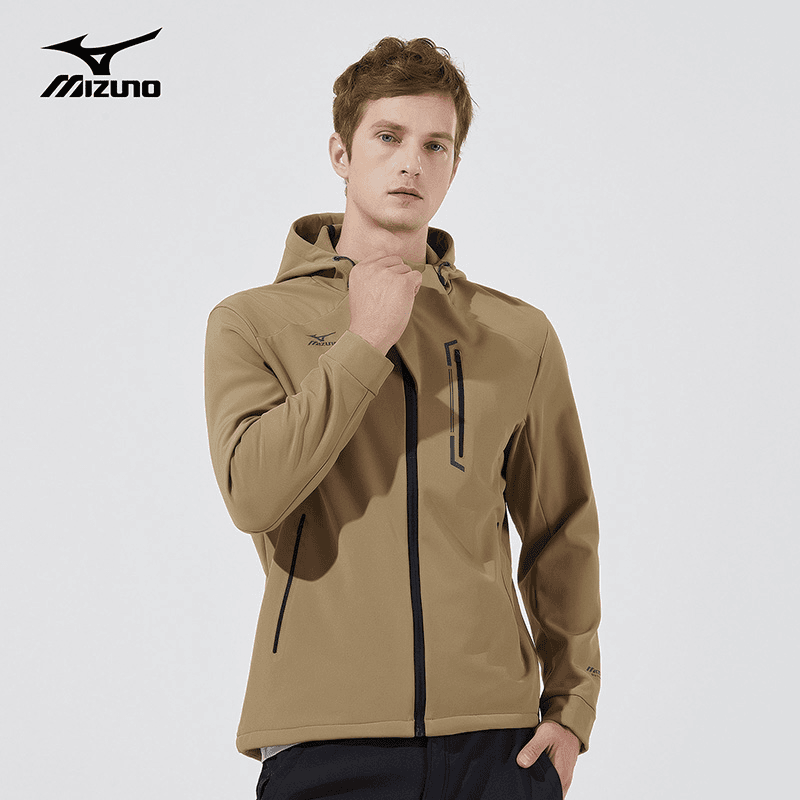 Mizuno/美津浓户外休闲秋冬季男士外套舒适软壳抓绒冲锋连帽衣服