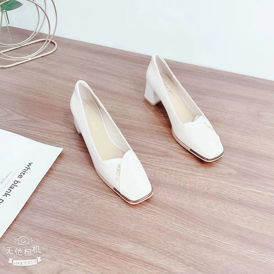 新款方头时尚百搭浅口舒适优雅气质细跟单鞋Y2170