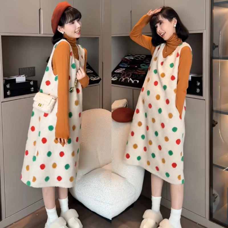 孕妇套装秋冬装减龄背带裙显瘦连衣裙宽松打底长袖两件套韩版百搭