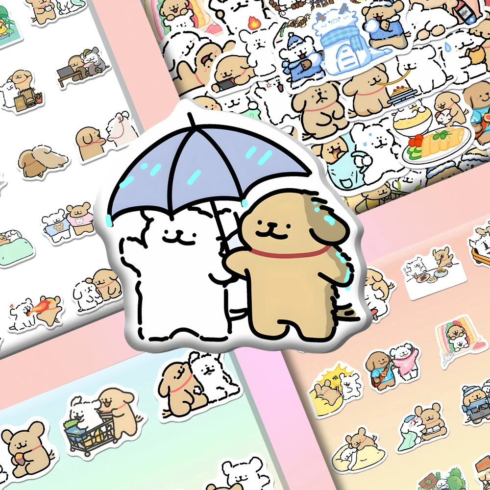108张线条卡通可爱小狗的贴纸可爱趣味卡通装饰手机壳平板防水贴