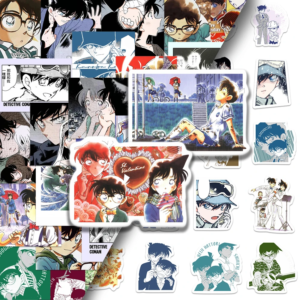 90张二次元原画风柯南可爱ins贴纸创意手账装饰手机壳桌面防水贴