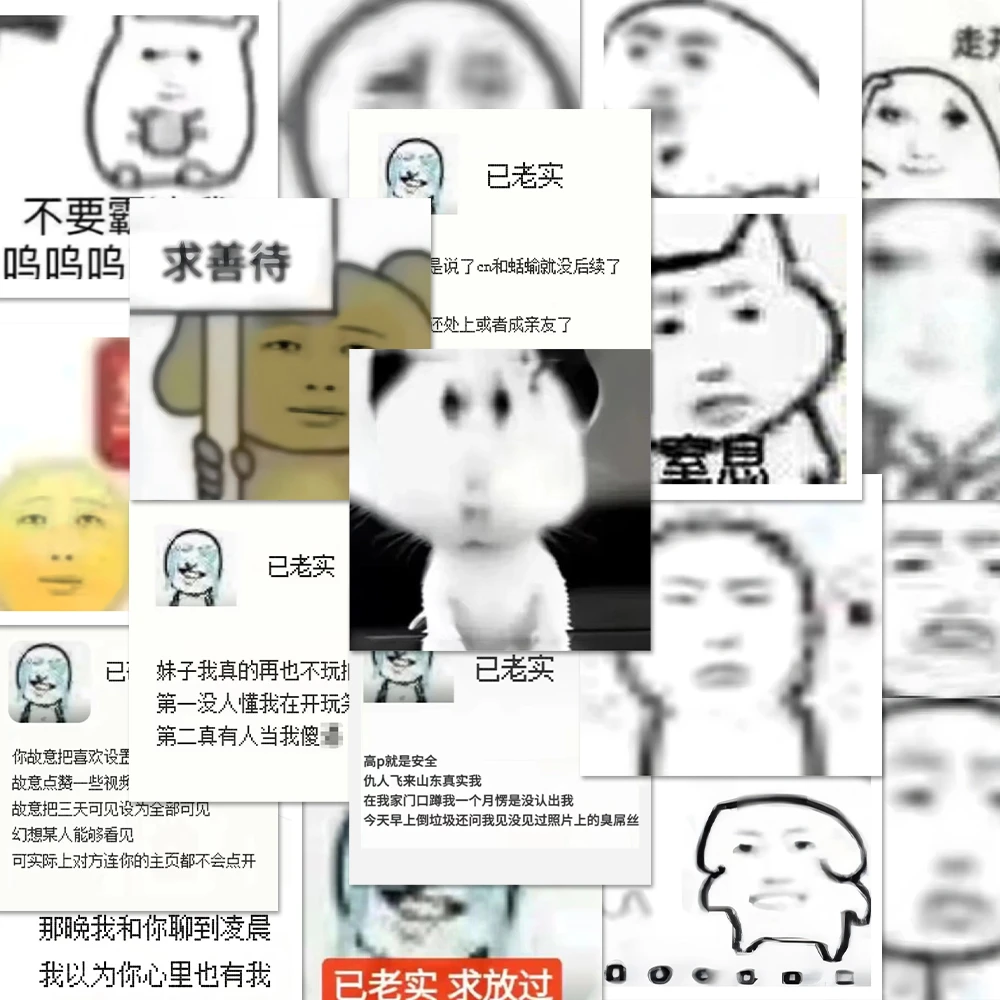 54张已老实求放过表情包贴纸的精神状态素材DIY手机壳平板可爱
