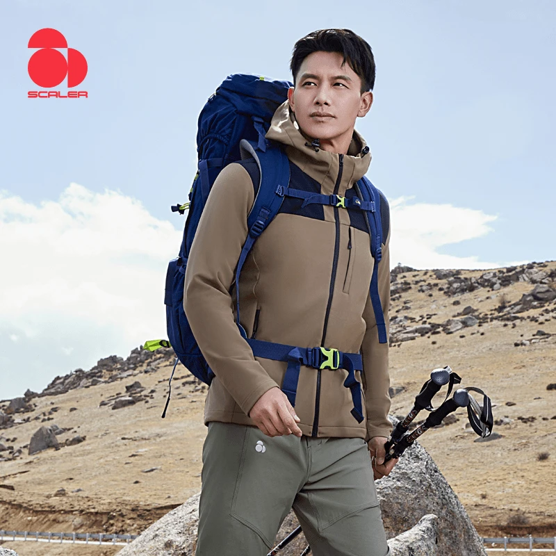 SCALER/思凯乐新款情侣户外防风连帽软壳衣耐磨保暖外套F2915595