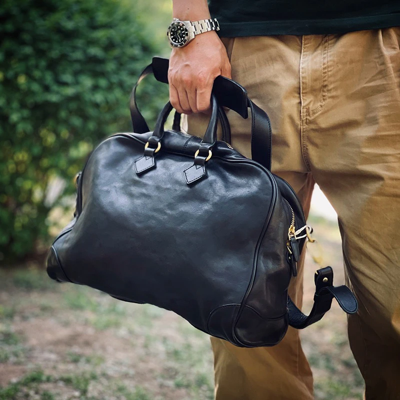 【40*28*14】1.1真皮复古手提包通勤商务大容量牛皮轻便男士手拎包