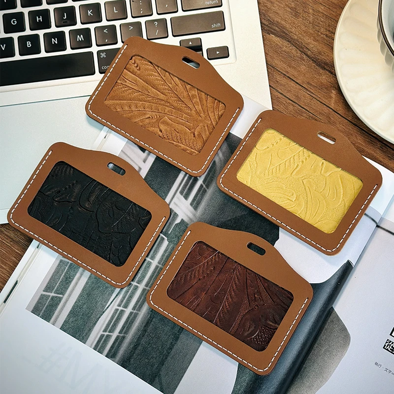 头层牛皮横版员工工作证件卡套真皮公交卡套门禁胸牌卡套皮套