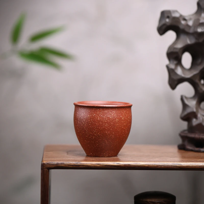 手工杯 2090| 宜兴紫砂杯 泥料体验  红降坡小底手工主人杯