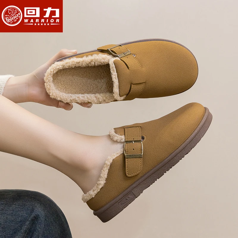 回力勃肯鞋时尚加绒休闲百搭软底外穿厚底防滑加厚保暖冬季豆豆鞋