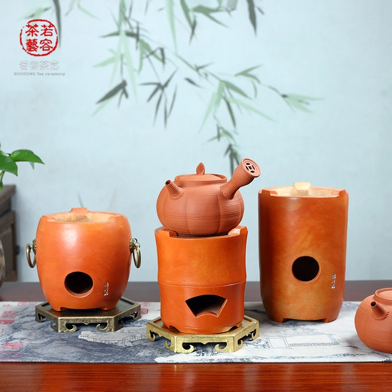 工夫茶副榜炉铜耳鼓炉闽西手工炭炉红泥工夫茶炉橄榄碳炉潮汕砂铫