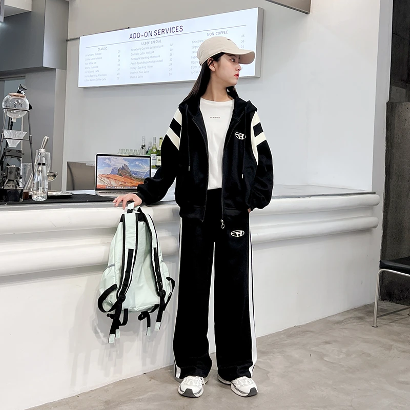 女大童套装春秋款2025新款儿童洋气中学生卫衣大童春季运动两件套