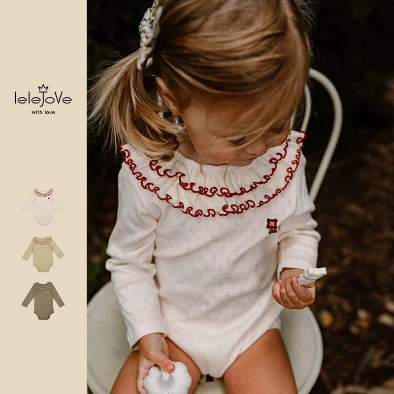 LELEJOVE北欧风婴童包屁衣秋季宝宝长袖纯色三角爬服4AT31632