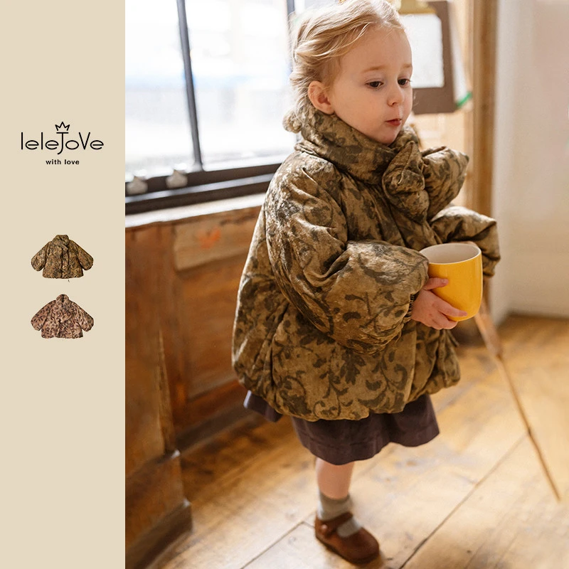 lelejove儿童羽绒服冬季女宝加厚保暖白鸭绒羽绒外套4AT3D601
