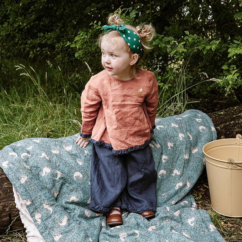 【lelejove】北欧风儿童亚麻衬衫秋上新女宝清新文艺套装4AT38654