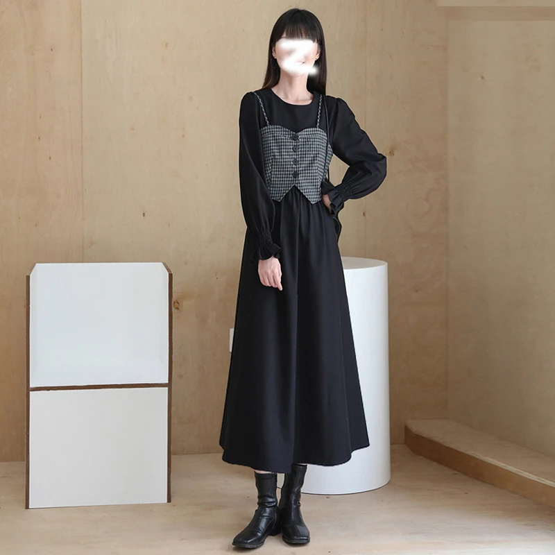 2025春新款适合高个子女生的穿搭套装连衣裙到脚踝秋冬凡尔赛裙潮