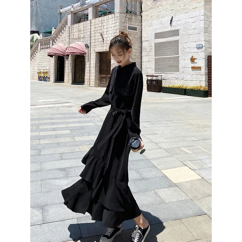 高个子超长裙170到脚踝长款连衣裙子175女装超仙气质大码春秋及踝