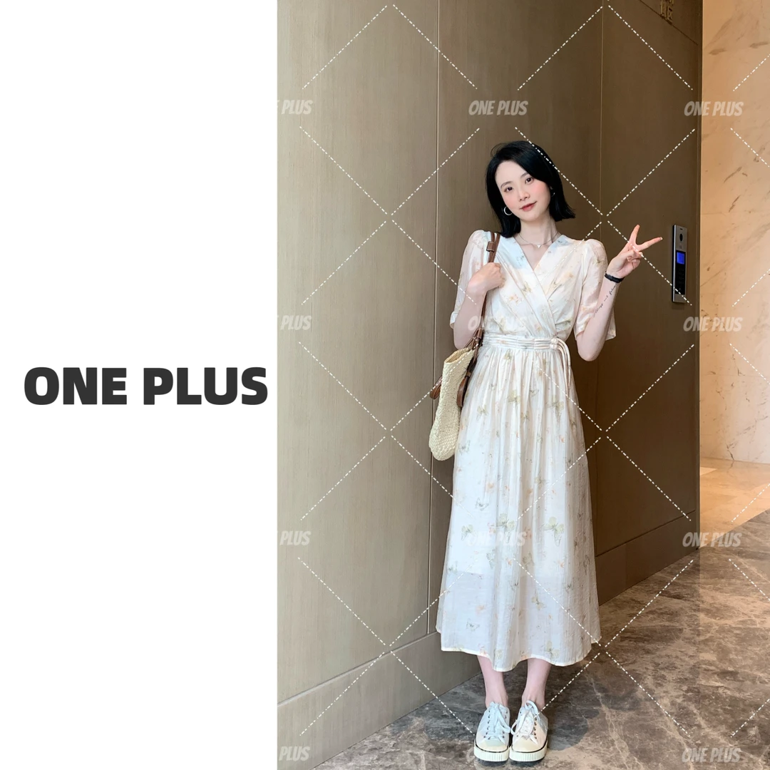 连衣裙女夏气质抗皱免熨烫收腰中长款裙子
